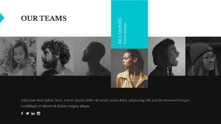 Slide of the modern presentation theme in Visme