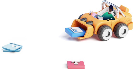 A 3D illustration of a car picking up an image icon.