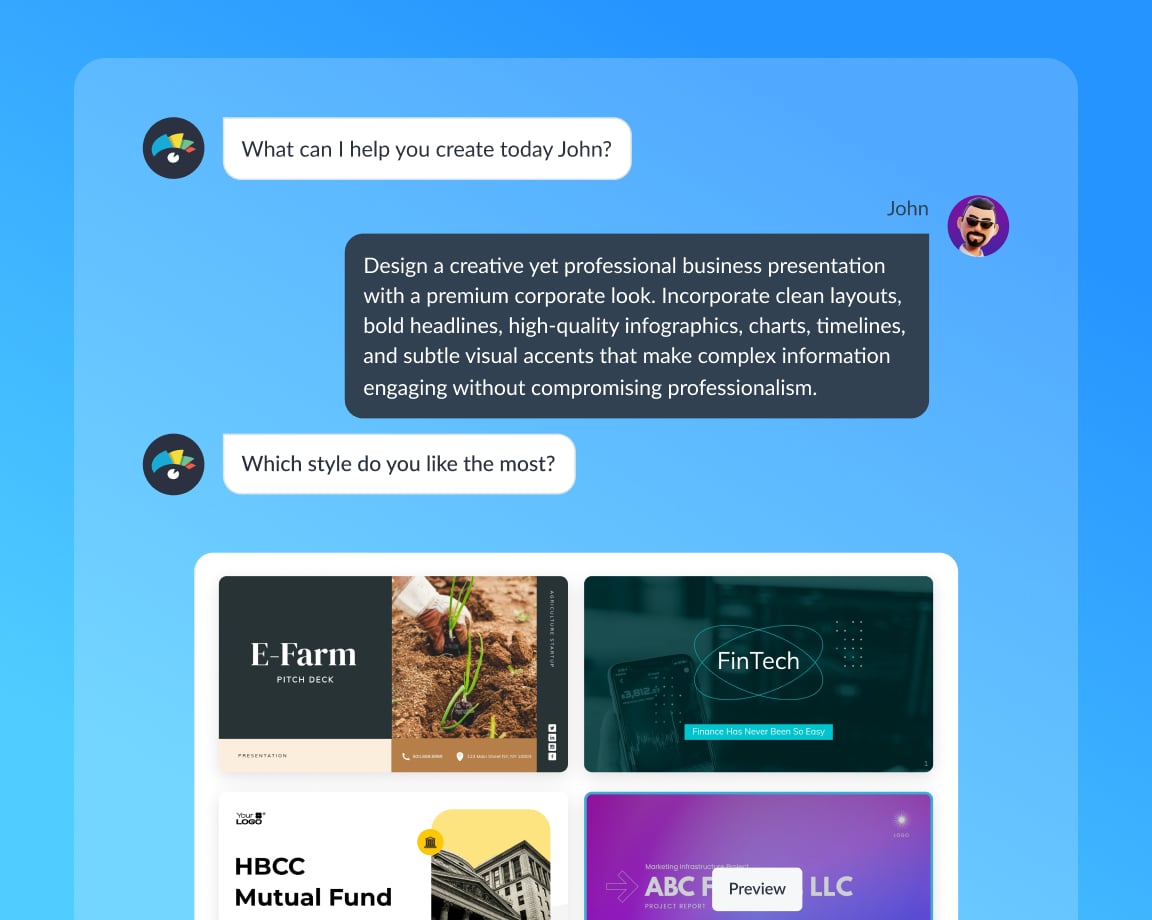 Generate ready-to-use designs with Visme AI Designer
