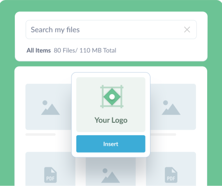 A graphic showing the file management feature in Visme.