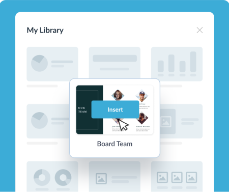 A graphic showing the slide library in Visme