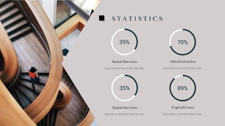 A statistics slide from the Simple presentation theme in Visme.