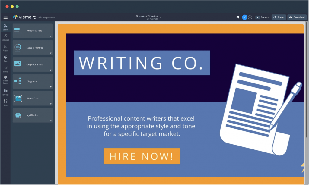 Blue monochromatic ad template available in Visme.