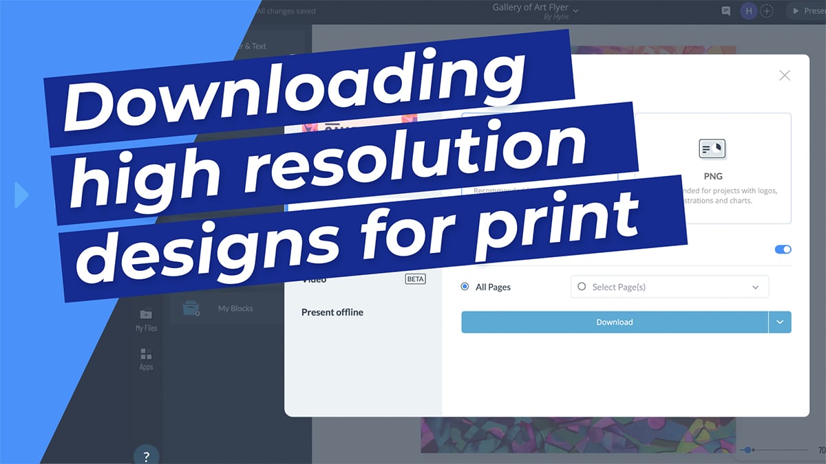 Downloading high resolution designs for print