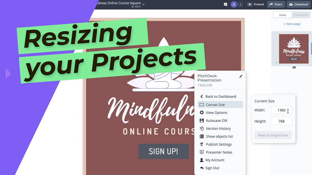 Resizing your Projects