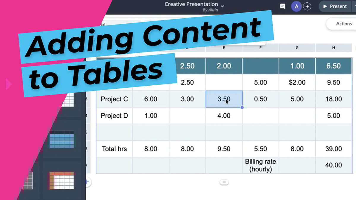 Adding Content to Tables