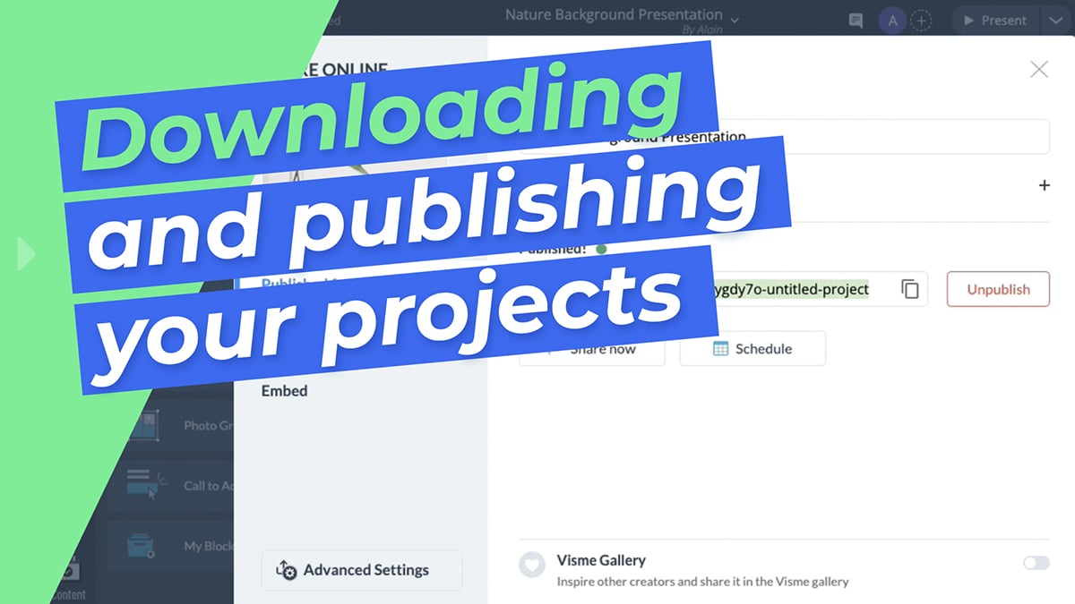 ​Downloading and publishing your projects