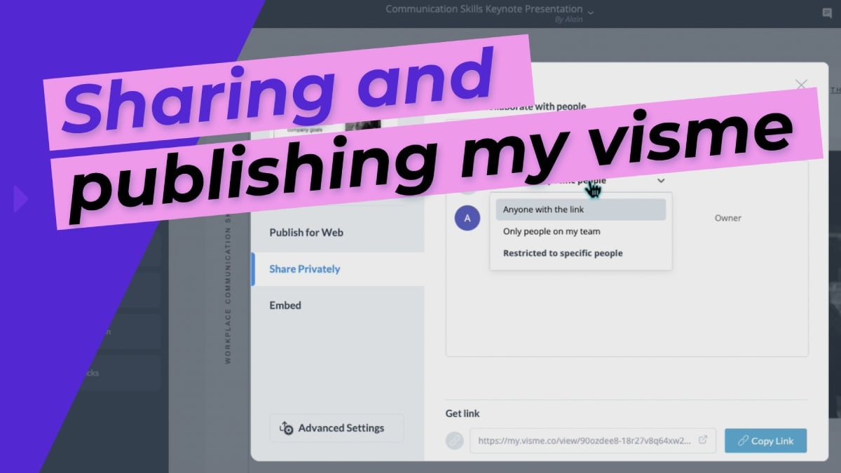 Sharing and publishing my Visme