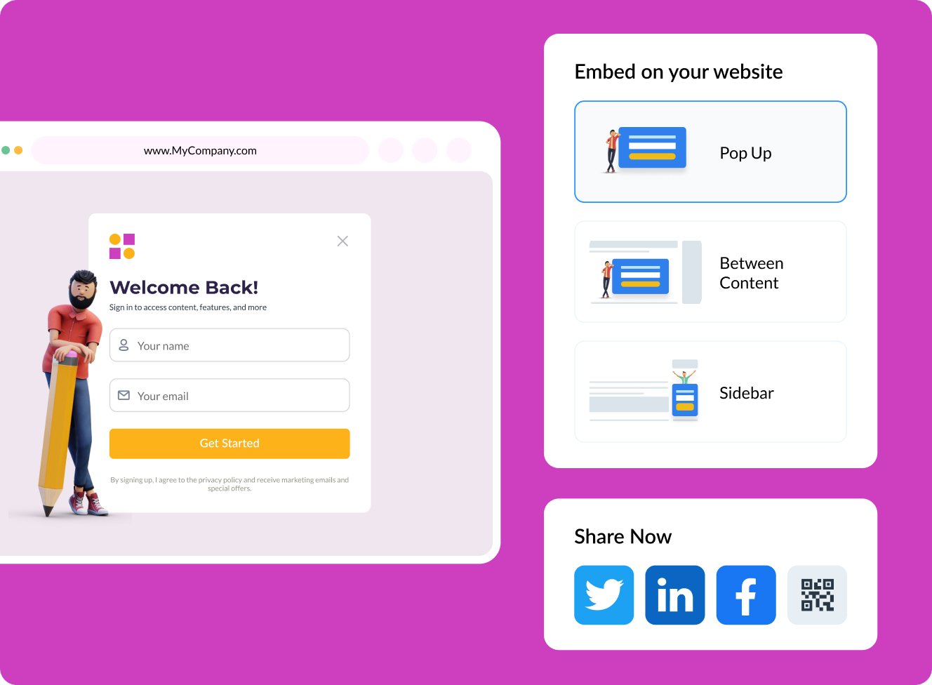 التقط البيانات باستخدام منشئ النوافذ المنبثقة الخاص بنا
