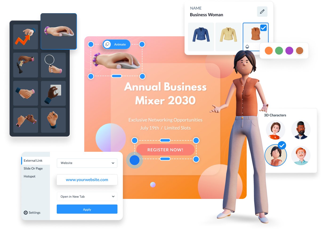 Create interactive, animated & 3D assets