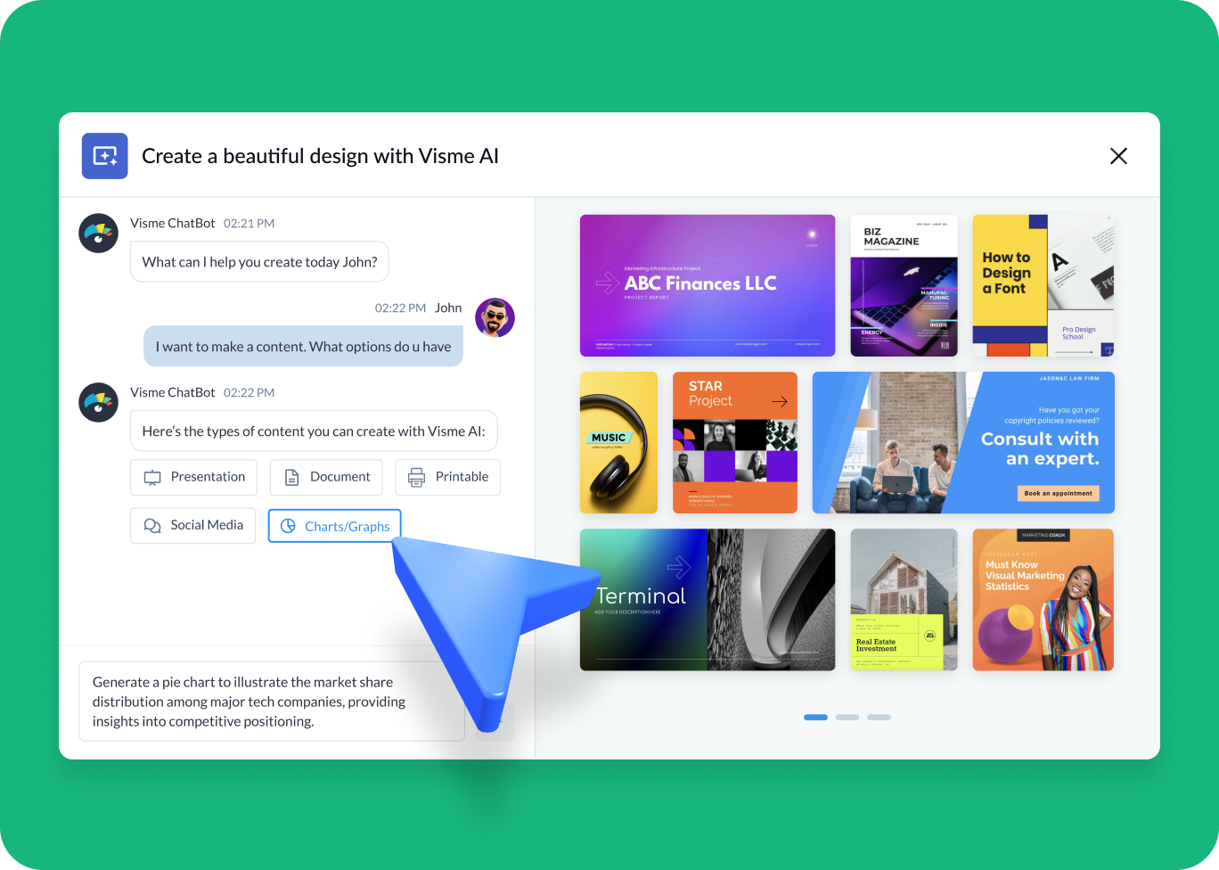 How to create charts with Visme AI