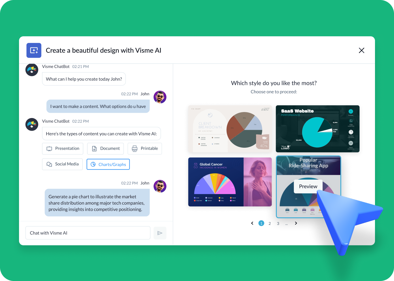 How to create charts with Visme AI