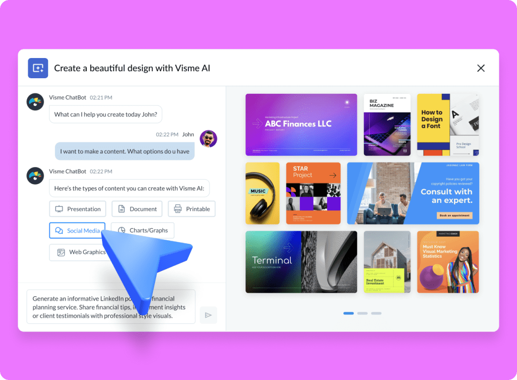 Free AI LinkedIn post generator for creating engaging designs