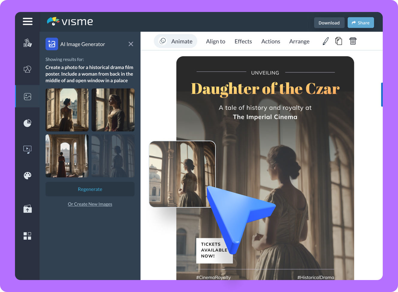 How to create AI-generated movie posters with Visme