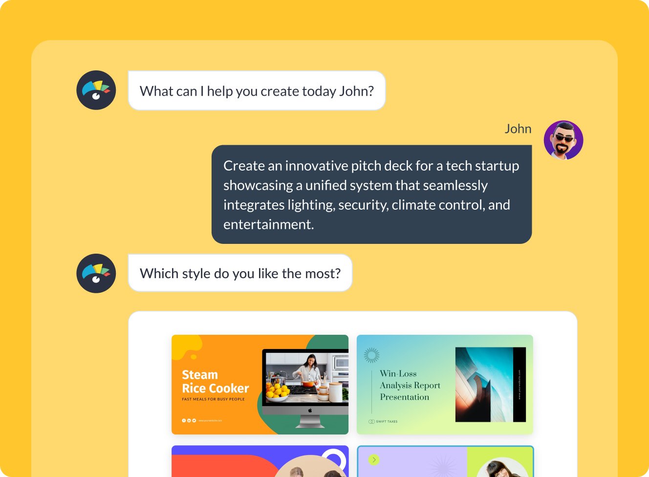 Ready-to-finalize pitch deck designs in minutes