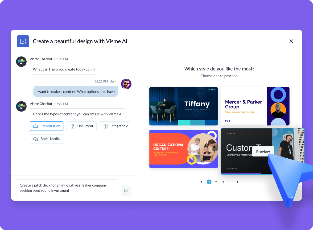 How to generate AI pitch decks with Visme