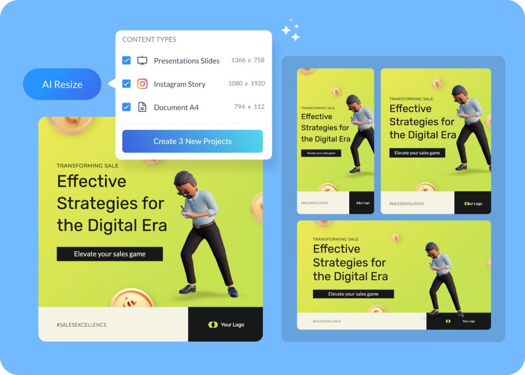 Free AI Resize tool to repurpose your design projects