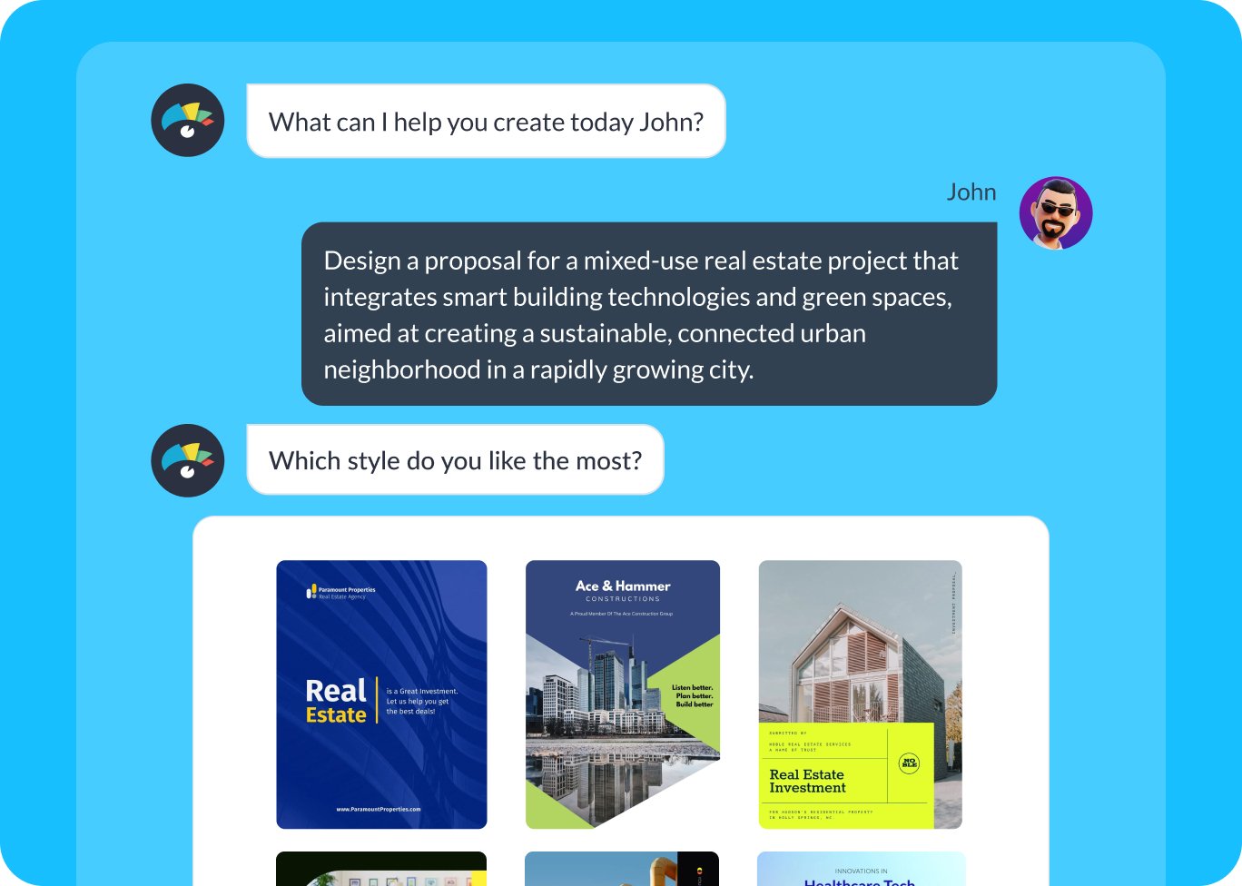 Ready-to-personalize proposal designs in seconds