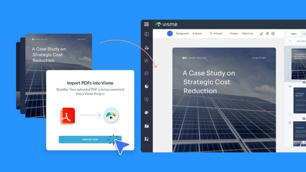 introduction of presentation software Import PDFs as Visme Projects, New Timeline & More