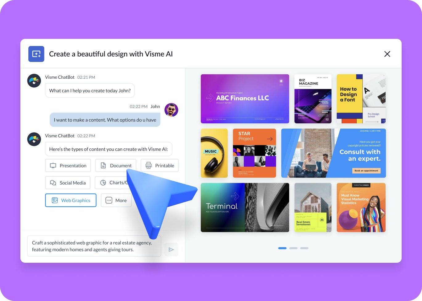 How to create AI-generated web graphics with Visme
