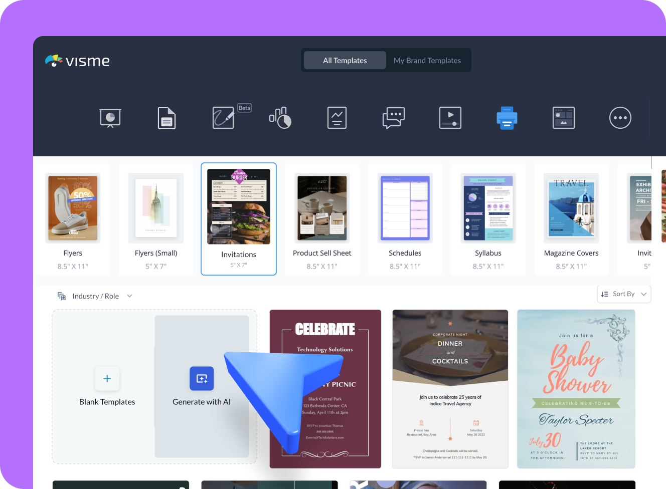 How to create AI-generated invitations with Visme