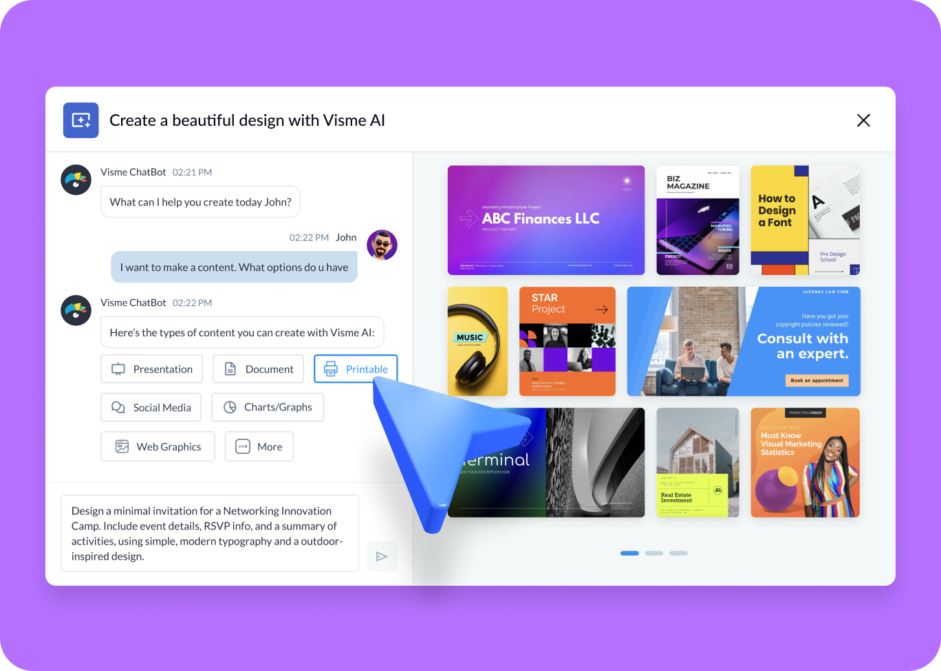 How to create AI-generated invitations with Visme