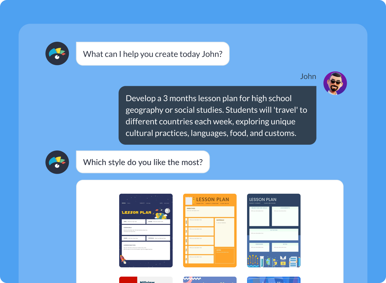 Ready-to-personalize lesson plan designs in seconds