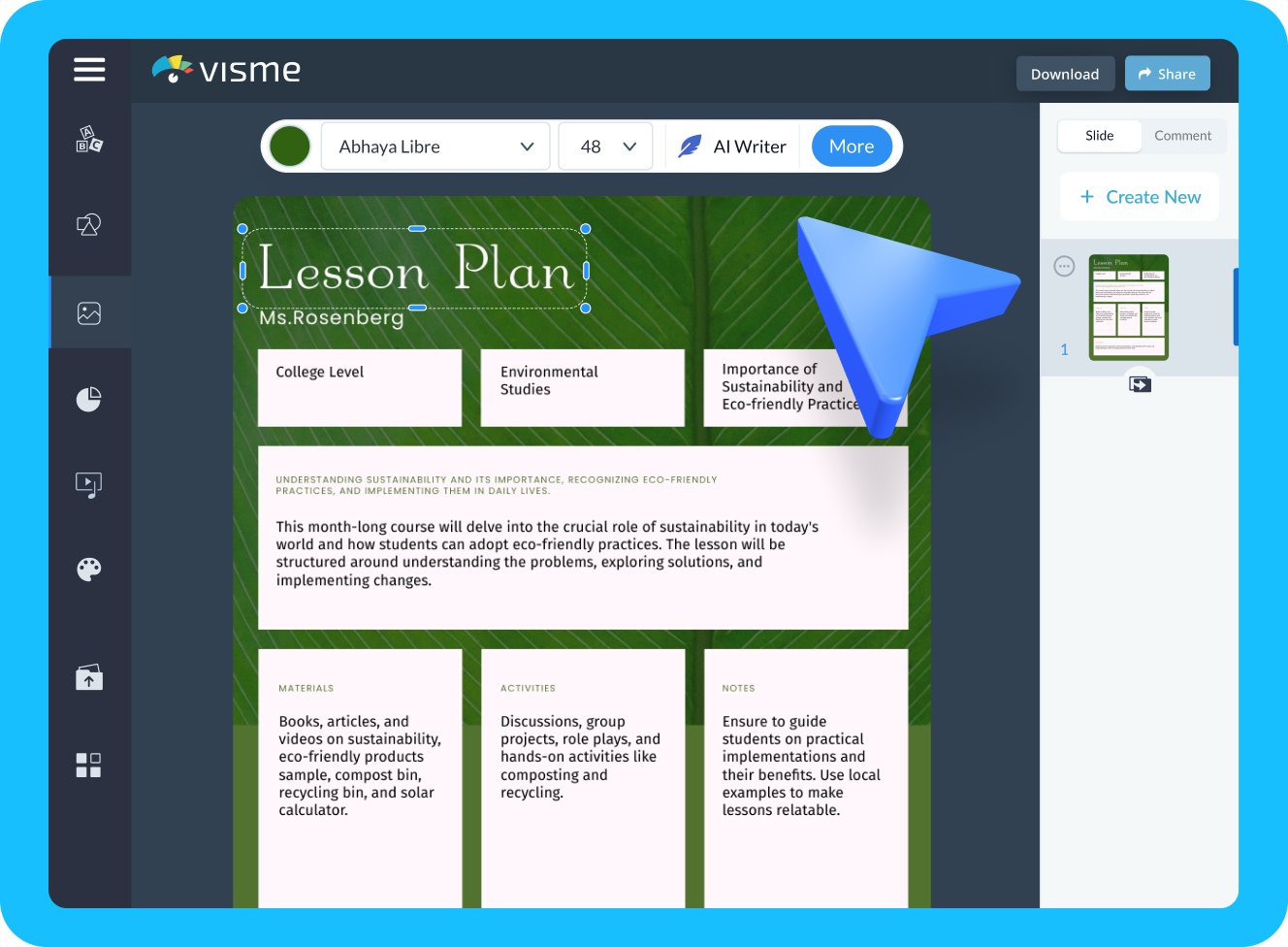 How to make AI-generated lesson plans with Visme