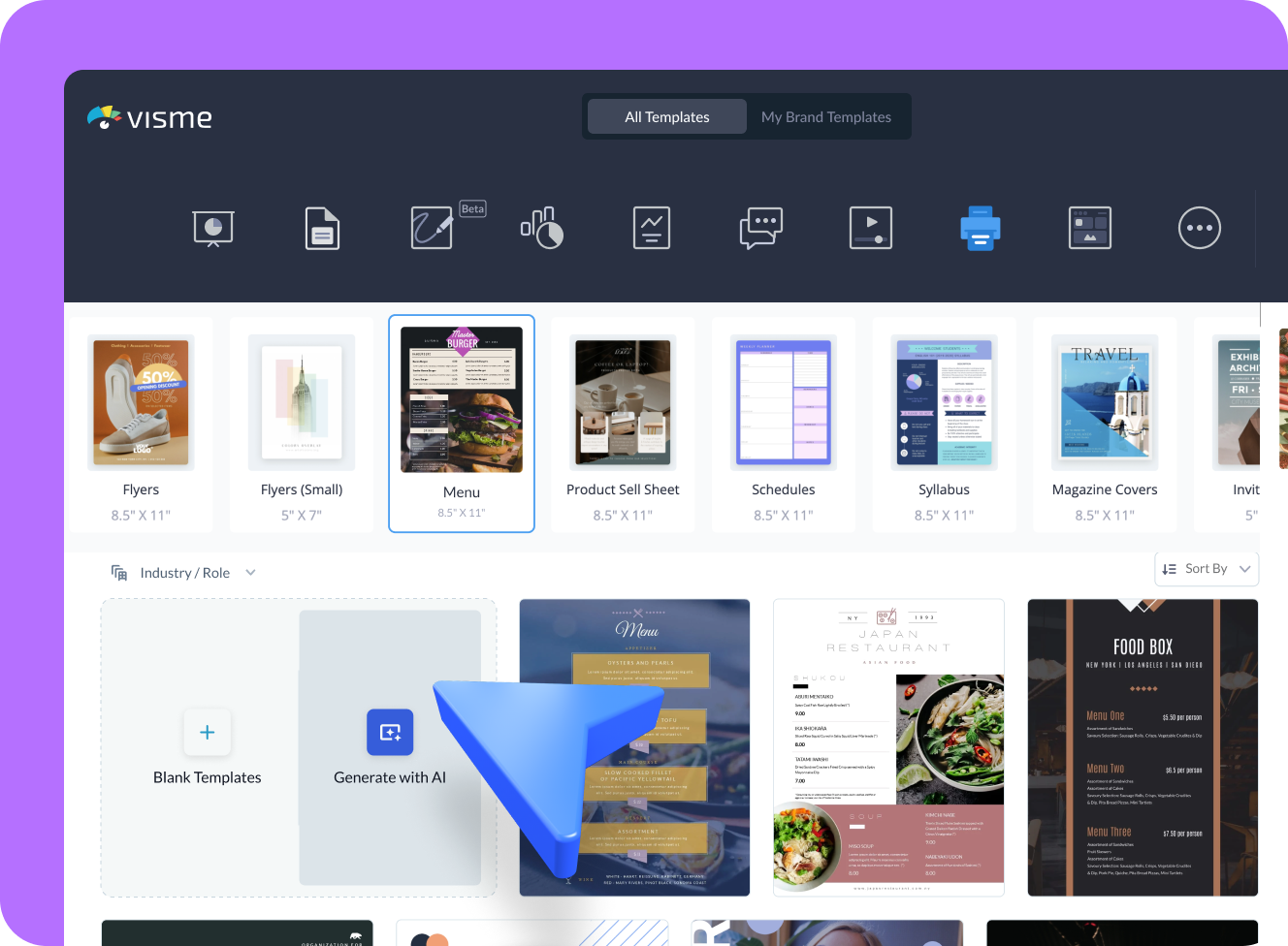 How to create AI-generated menus with Visme