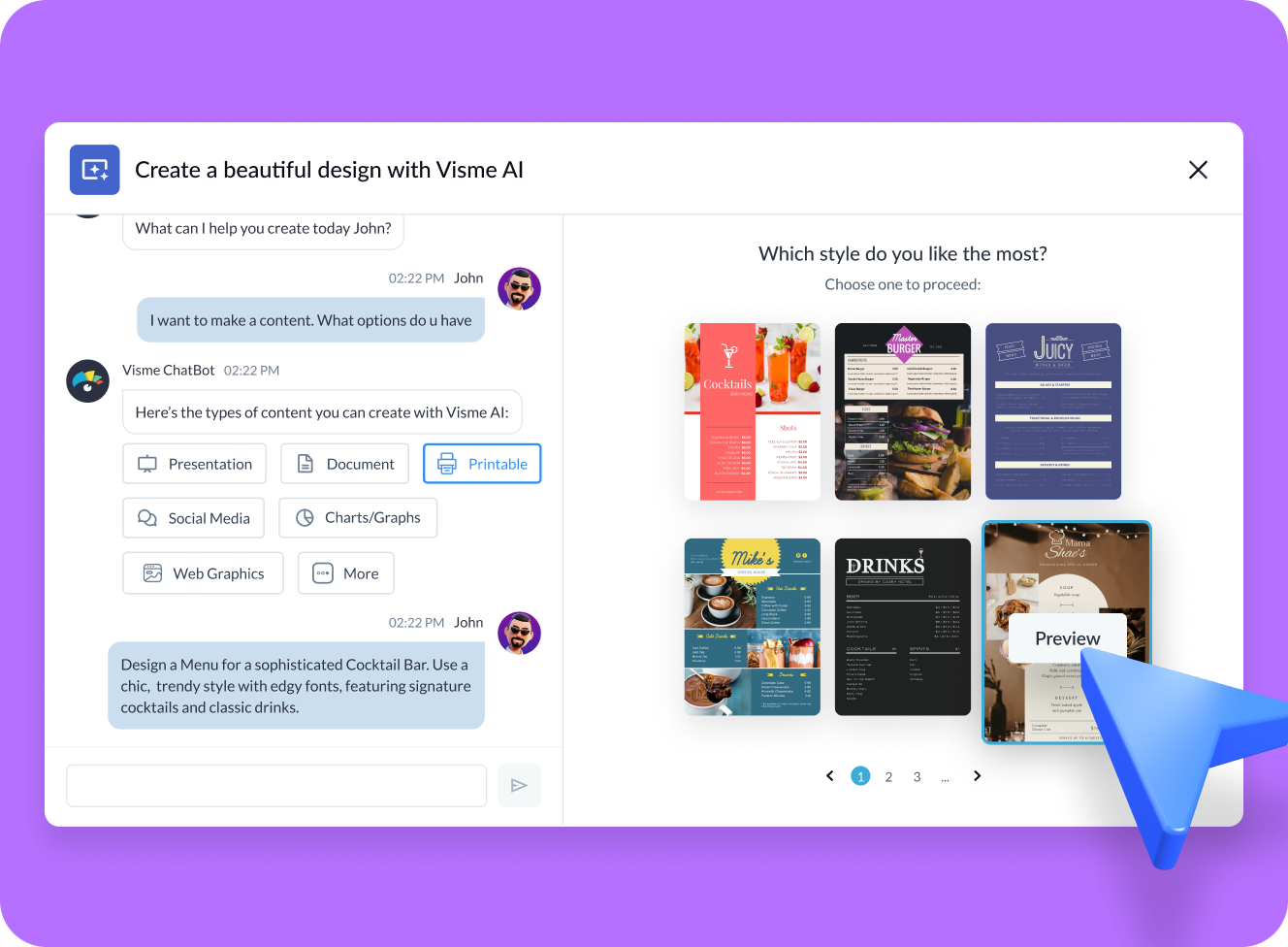 How to create AI-generated menus with Visme