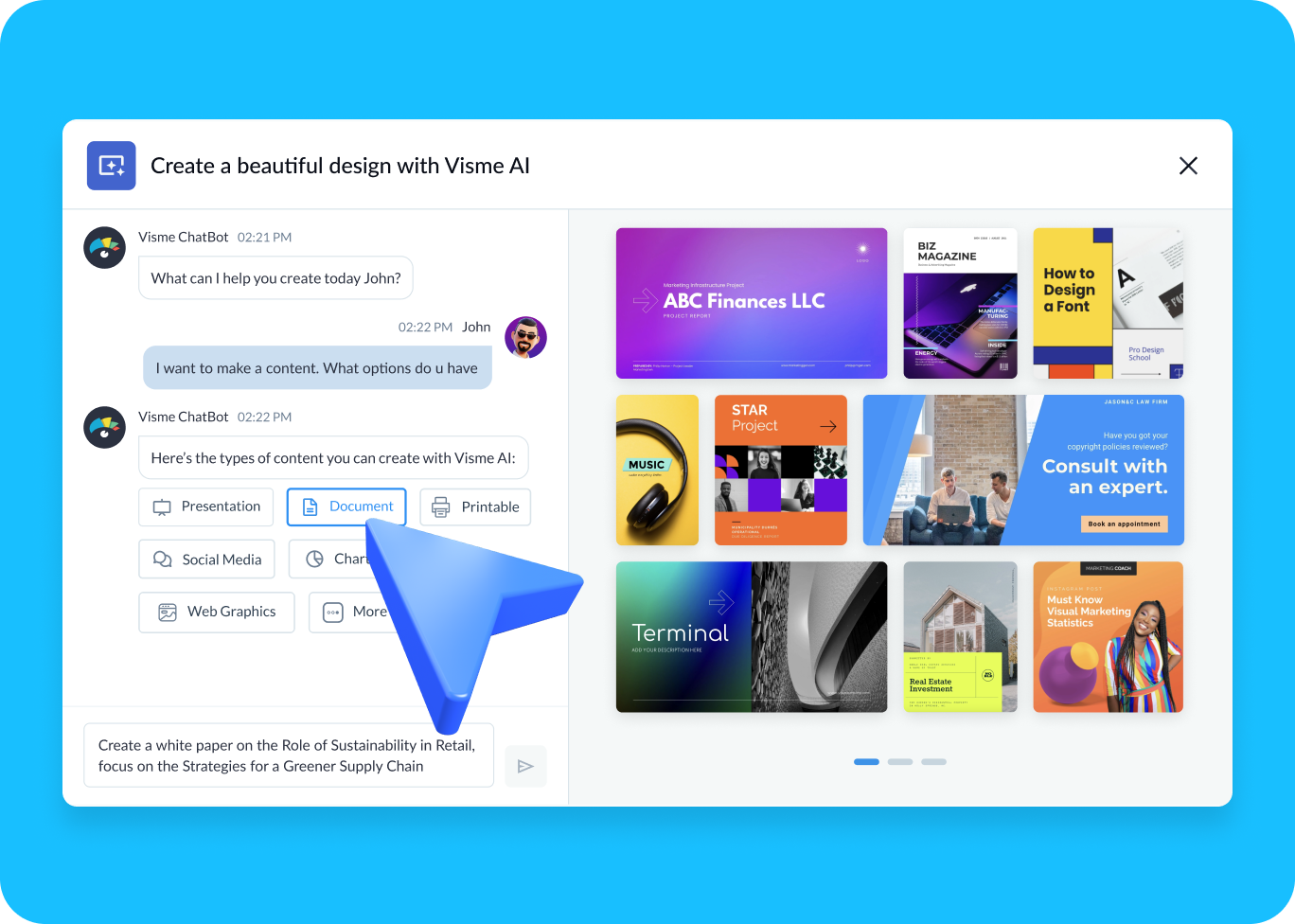 How to make AI-generated white papers with Visme