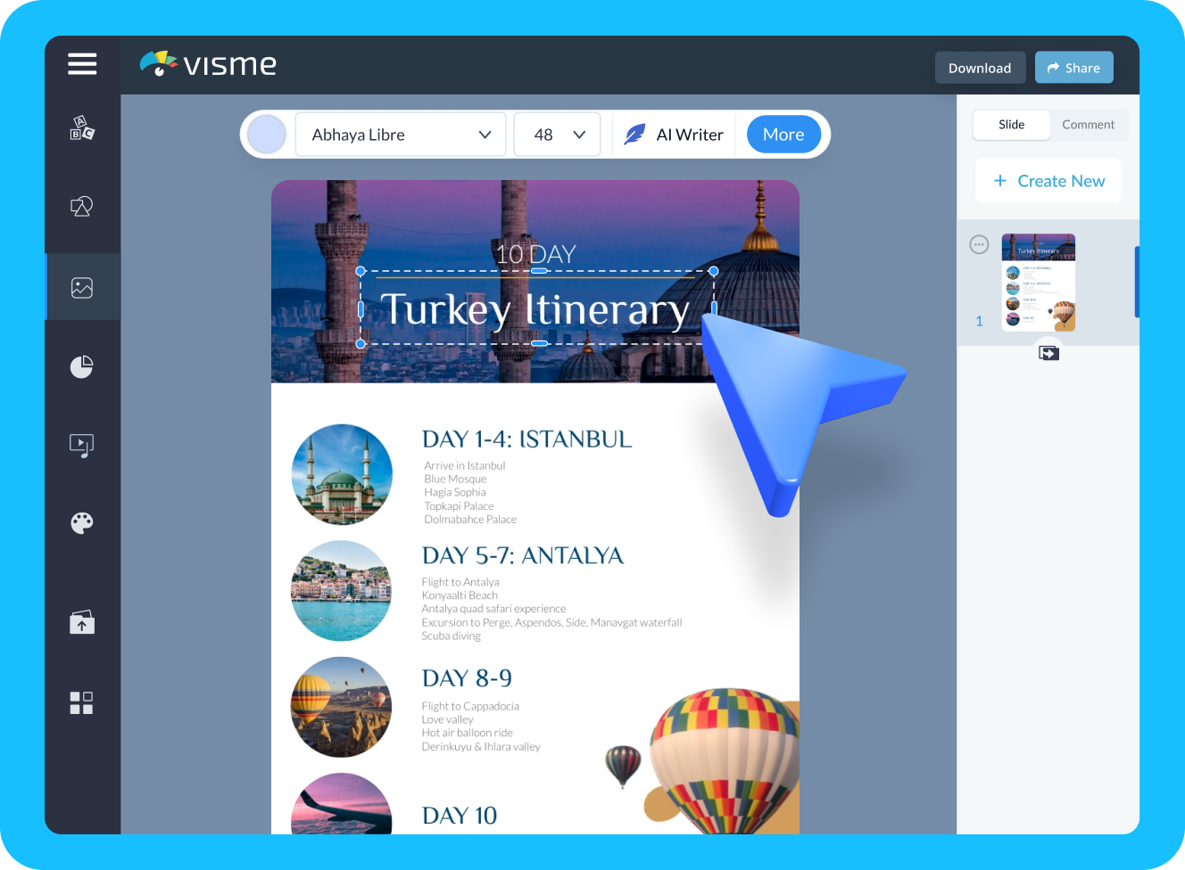 How to make AI-generated itineraries with Visme