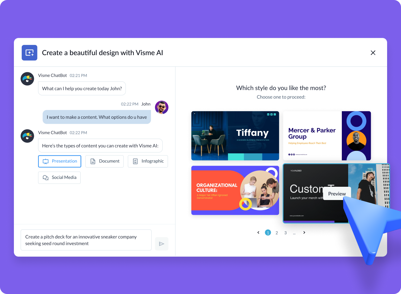 How to generate AI-engineered templates with Visme AI
