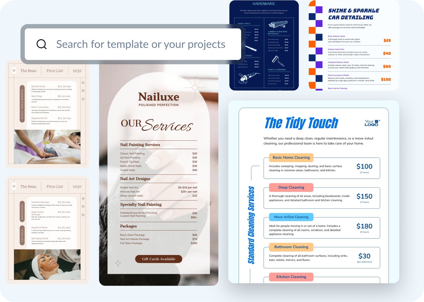 Pre-designed Price List Templates