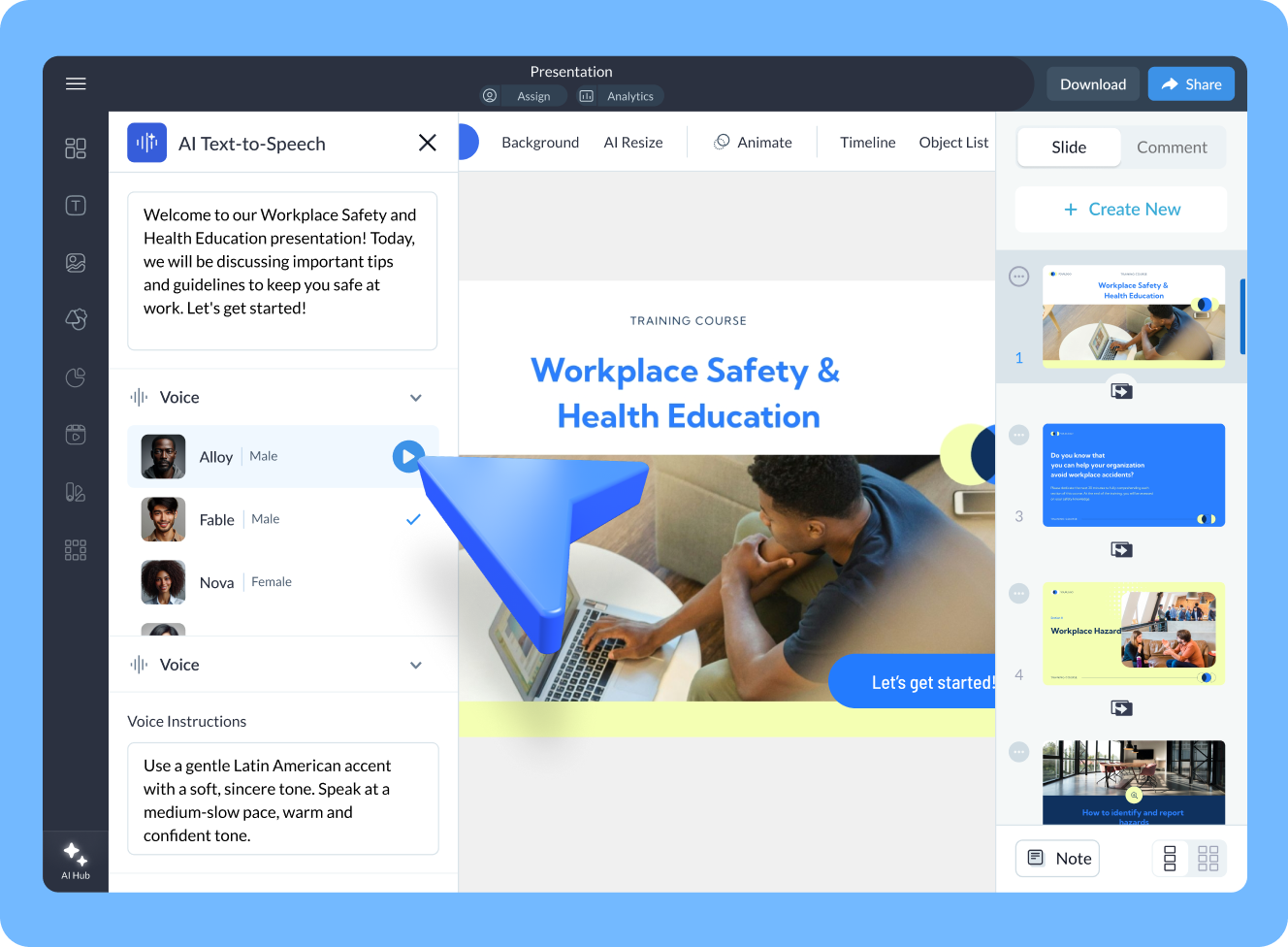How to use Visme AI to turn text into speech
