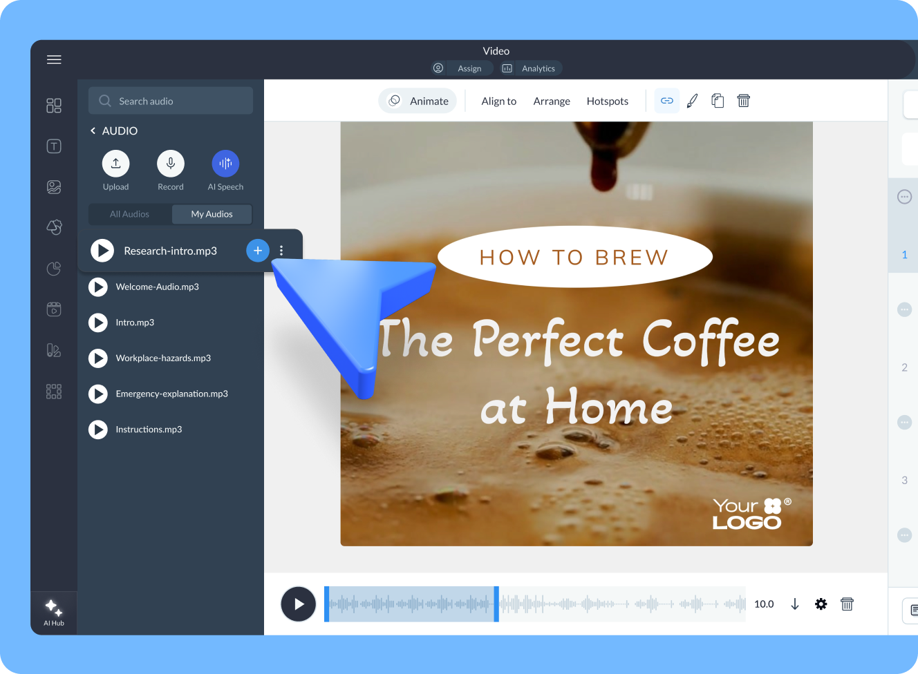 Record or add voiceovers and music