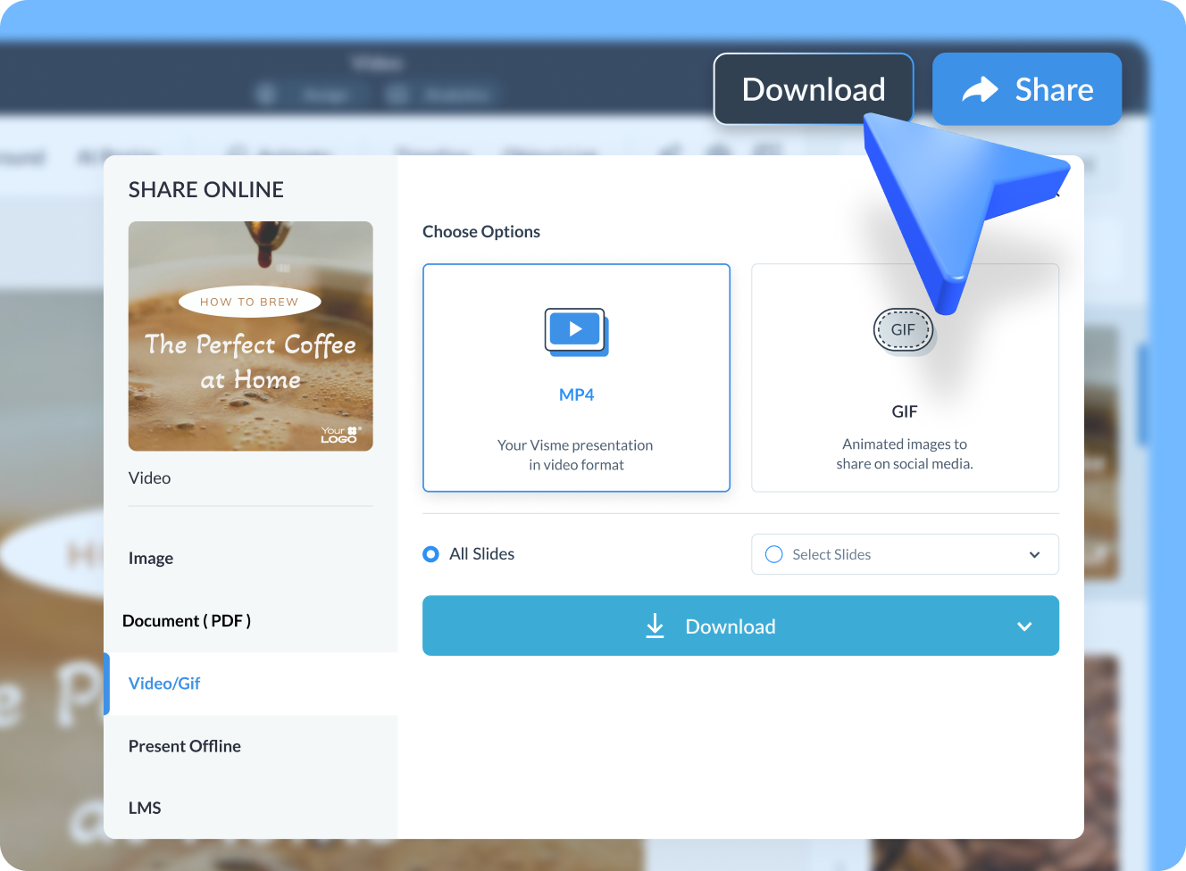 Export and share your video