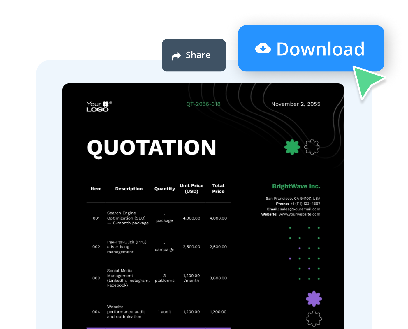 Download and share in the right format