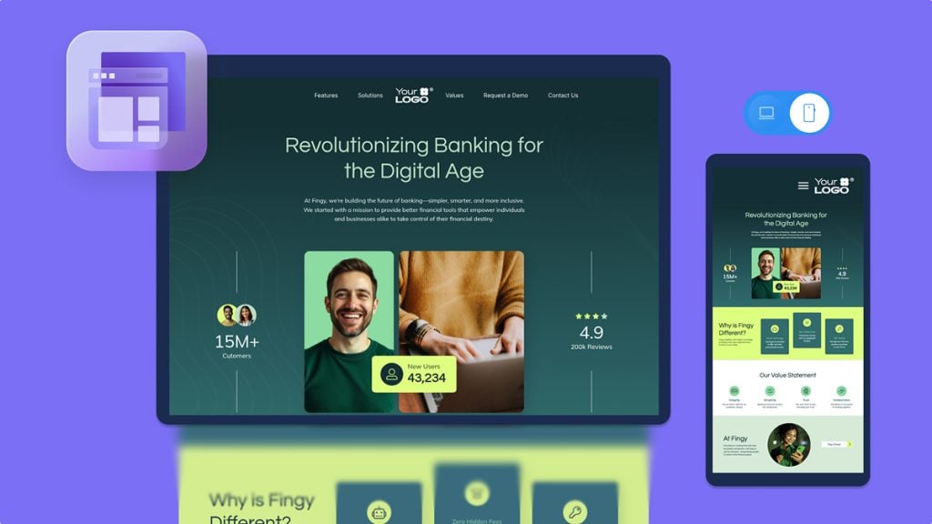No-code microsite builder with easy-to-use web design tools